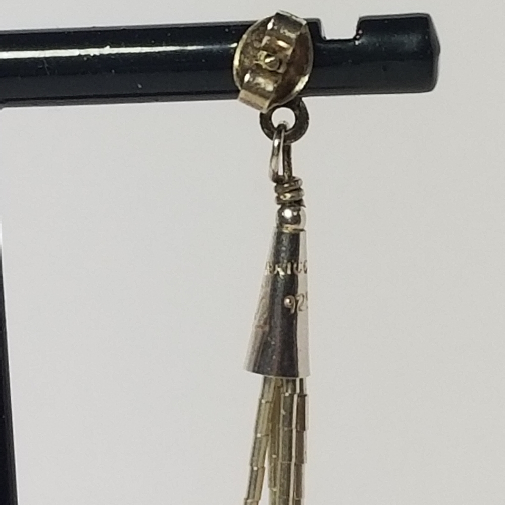 Vtg STERLING SILVER DANGLE PEARLS STUD EARRING - Picture 8 of 8